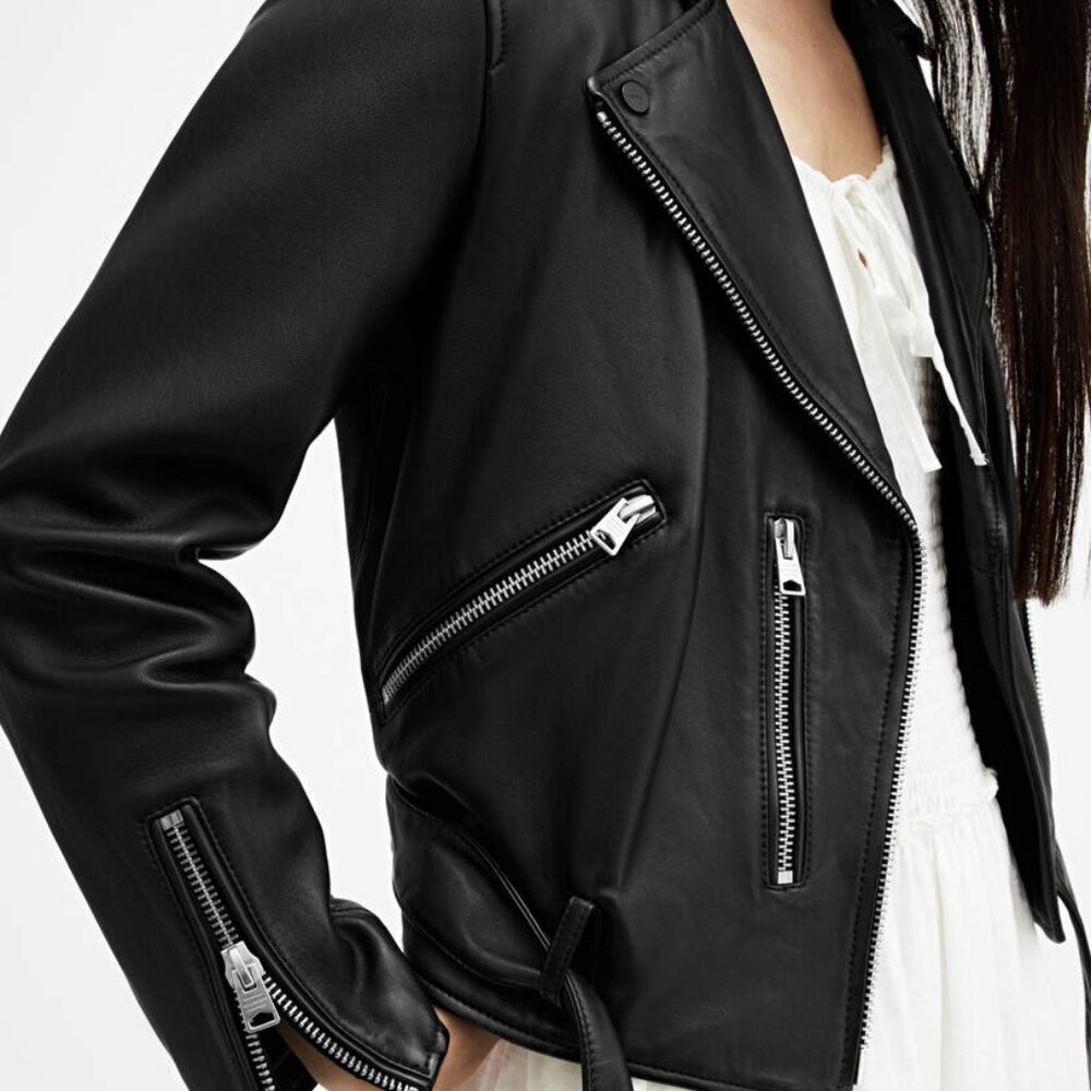 All Saints Black Leather Biker Jacket